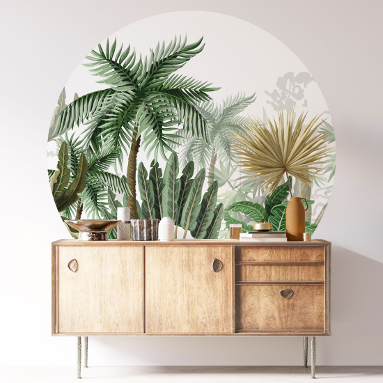 Adesivo Murale Cerchio / Rotondo - Foresta Tropicale