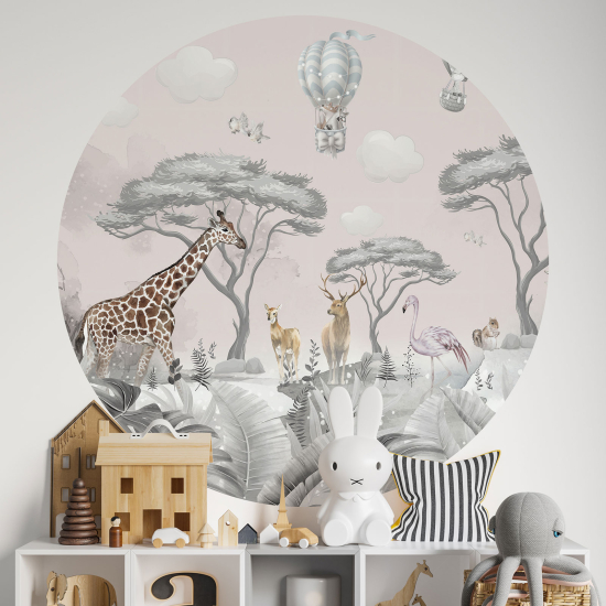 Adesivo Murale Cerchio / Rotondo per Bambini - Animali