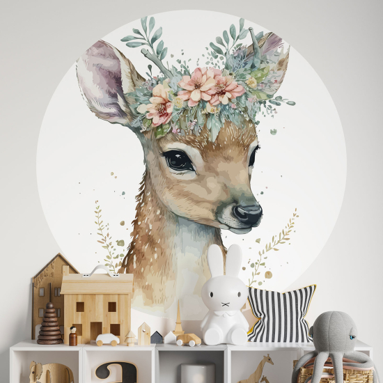 Adesivo Murale Cerchio / Rotondo per Bambini - Cerbiatta