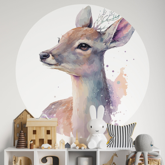 Adesivo Murale Cerchio / Rotondo per Bambini - Cerbiatta