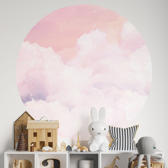 Adesivo Murale Cerchio / Rotondo per Bambini - Cielo rosa