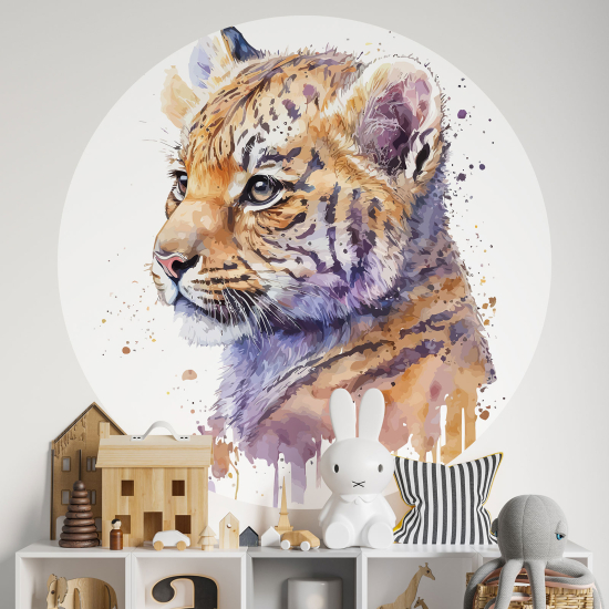 Adesivo Murale Cerchio / Rotondo per Bambini - Cucciolo di leone