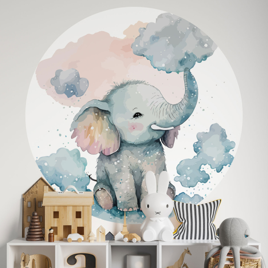 Adesivo Murale Cerchio / Rotondo per Bambini - Elefante