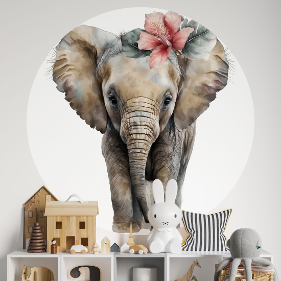 Adesivo Murale Cerchio / Rotondo per Bambini - Elefante
