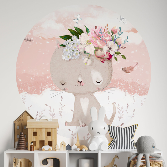 Adesivo Murale Cerchio / Rotondo per Bambini - Gattino