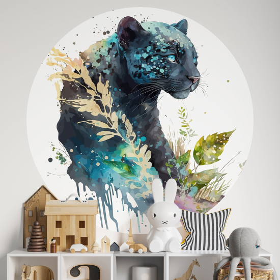 Adesivo Murale Cerchio / Rotondo per Bambini - Pantera Nera