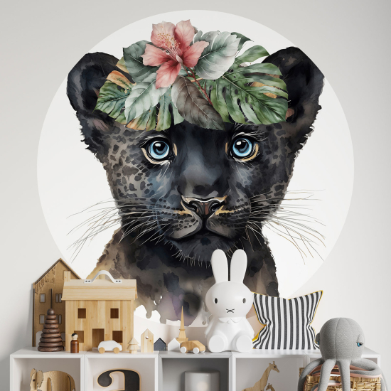 Adesivo Murale Cerchio / Rotondo per Bambini - Piccola Pantera Nera