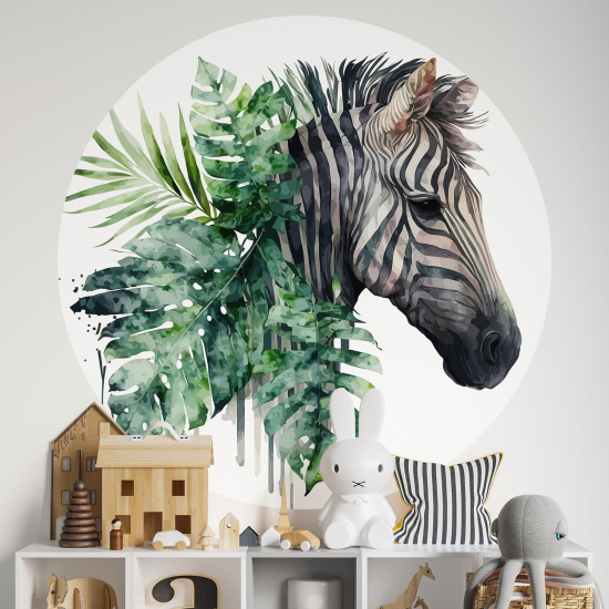 Adesivo Murale Cerchio / Rotondo per Bambini - Zebra