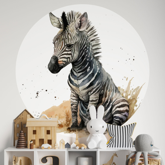 Adesivo Murale Cerchio / Rotondo per Bambini - Zebra