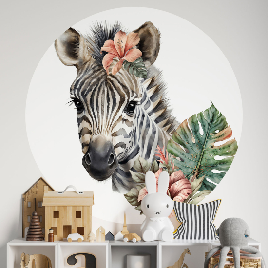 Adesivo Murale Cerchio / Rotondo per Bambini - Zebra