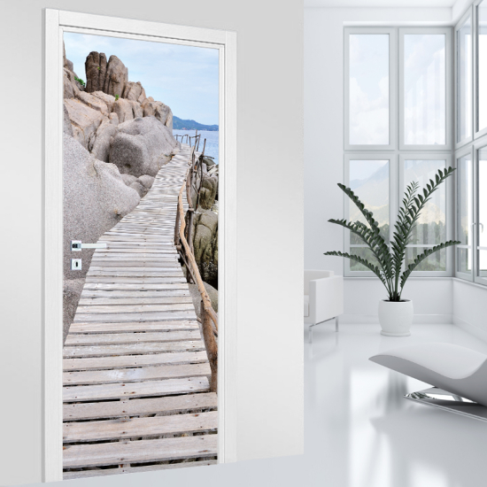 Adesivo per porta - Pontile in legno