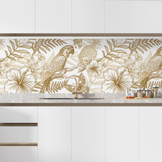 Alzatina adesiva per cucina - Fiori pappagallo