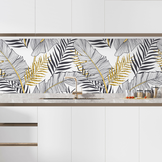 Alzatina adesiva per cucina - Foglie tropicali