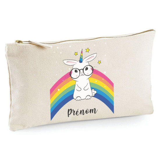 Astuccio personalizzato - Coniglio unicorno arcobaleno