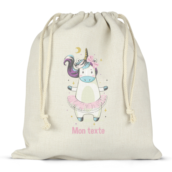 Borsa con coulisse personalizzata - Ballerina unicorno