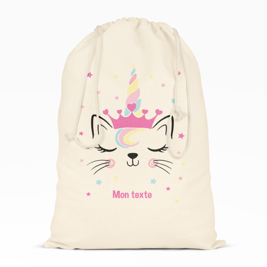 Borsa con coulisse personalizzata - Gatto unicorno