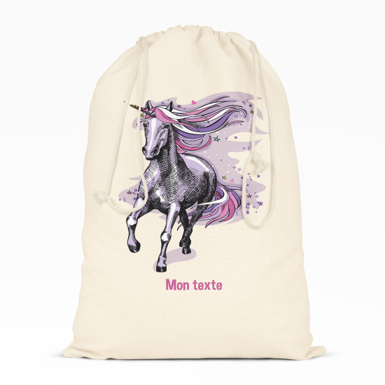 Borsa con coulisse personalizzata - Unicorno viola