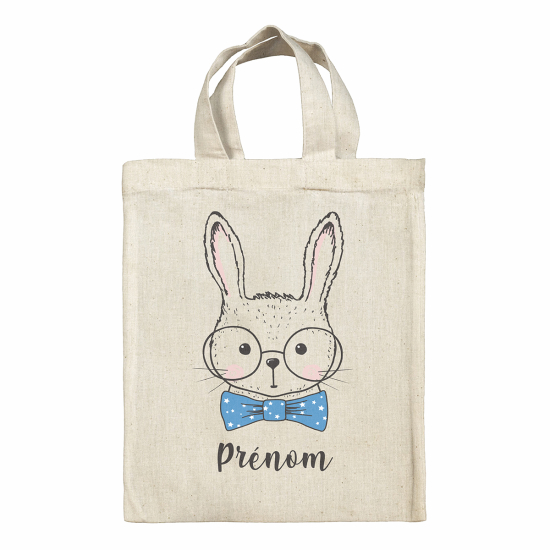 Borsa tote bag di pasqua personalizzata - Coniglio con gli occhiali