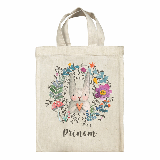 Borsa tote bag di pasqua personalizzata - Coniglio fiori
