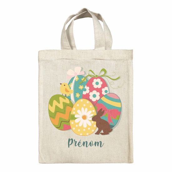 Borsa tote bag di pasqua personalizzata - Coniglio uova