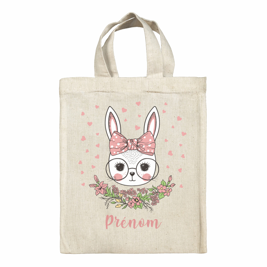Borsa tote bag di pasqua personalizzata - Cuori di coniglio