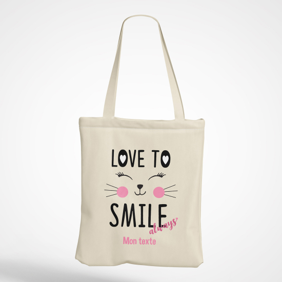 Borsa tote bag personalizzato - Chat ama sorridere