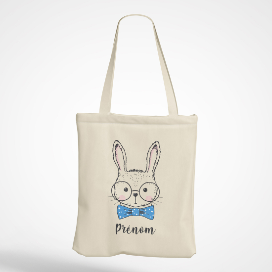 Borsa tote bag personalizzato - Coniglio con papillon