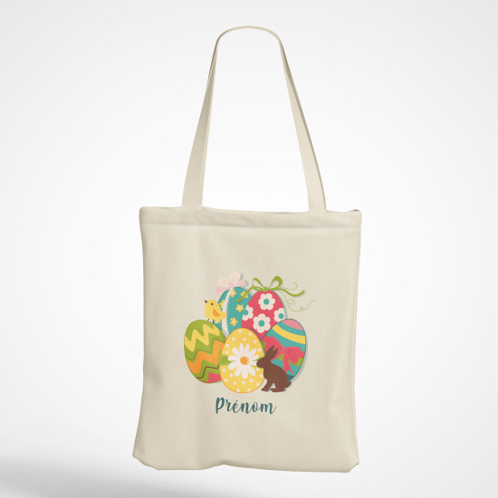 Borsa tote bag personalizzato - Coniglio uova di Pasqua