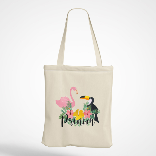 Borsa tote bag personalizzato - Fenicottero rosa tucano
