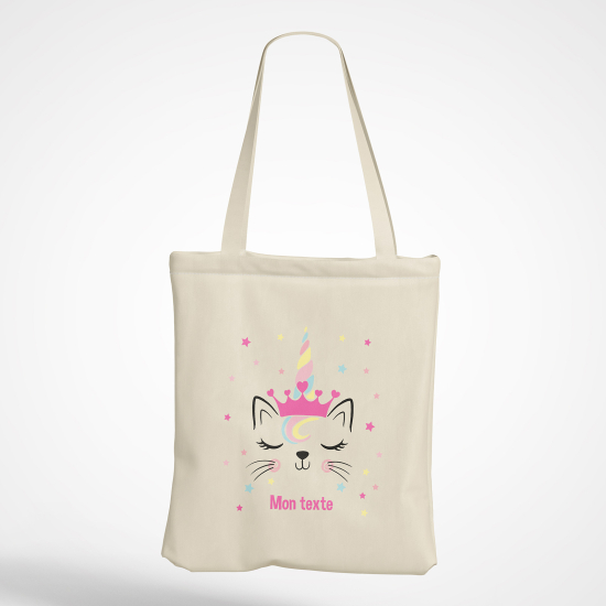 Borsa tote bag personalizzato - Gatto unicorno principessa