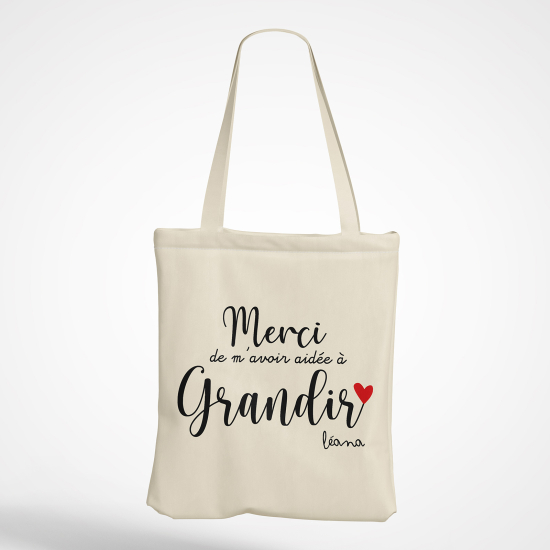 Borsa tote bag personalizzato - Grazie per avermi aiutata a crescere