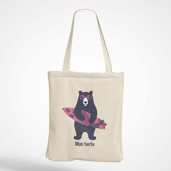 Borsa tote bag personalizzato - Orso surfista