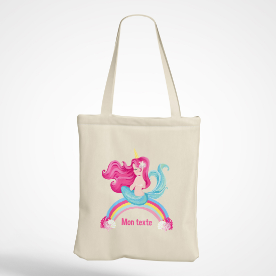 Borsa tote bag personalizzato - Sirena arcobaleno