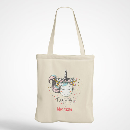 Borsa tote bag personalizzato - Unicorno felice