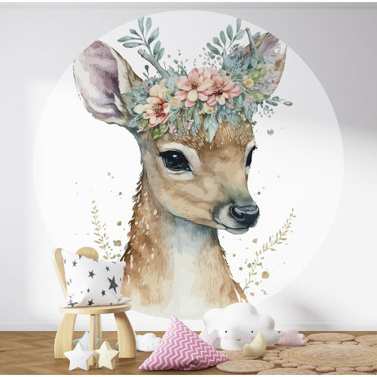 Carta da parati Cerchio / Rotondo per Bambini - Cerbiatto