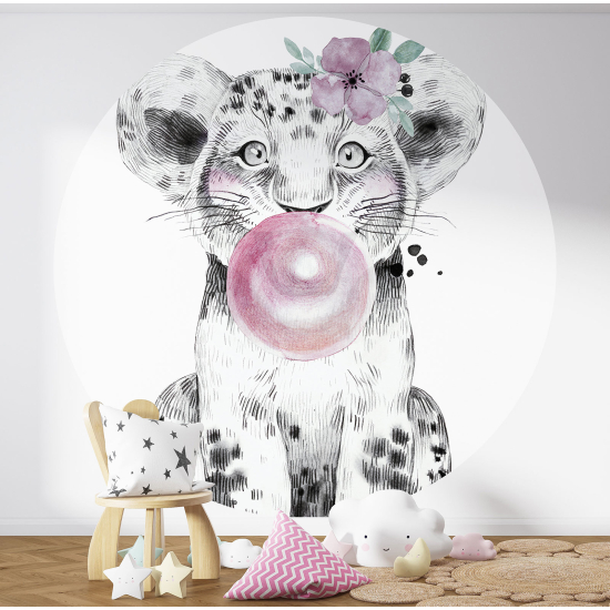 Carta da parati Cerchio / Rotondo per Bambini - Cucciolo di leone