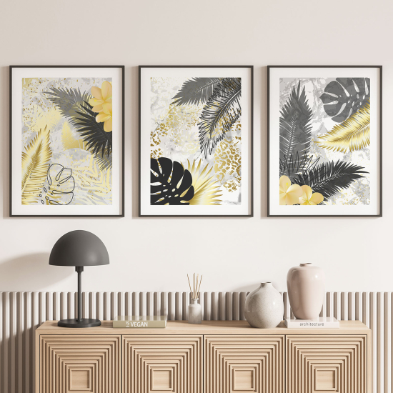 Confezione di 3 poster trittici - Foglie di palma
