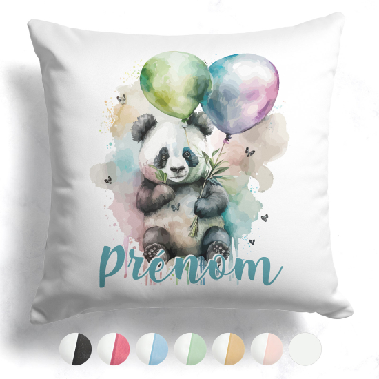 Cuscino bicolore personalizzato - Palloncini panda
