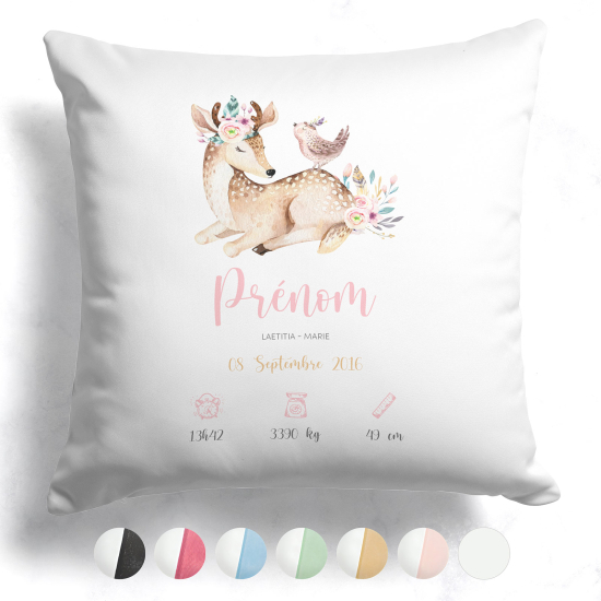 Cuscino nascita personalizzato - Cerbiatto