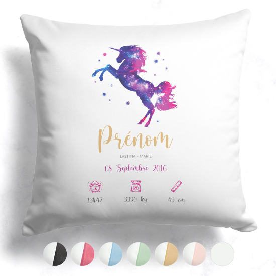 Cuscino nascita personalizzato - Unicorno stelle