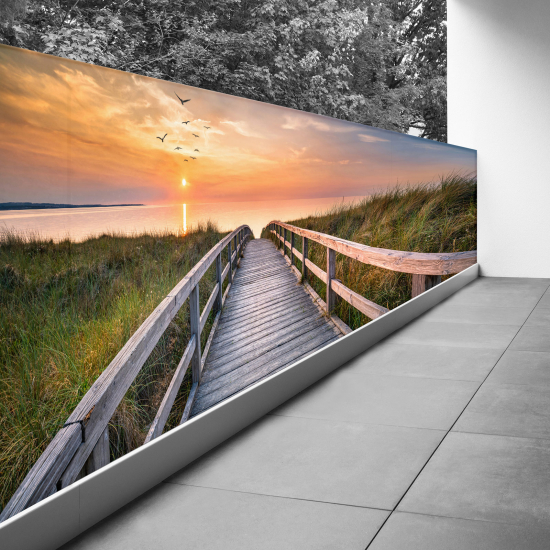 Frangivista per balcone - 100x277 cm - Pontile al tramonto