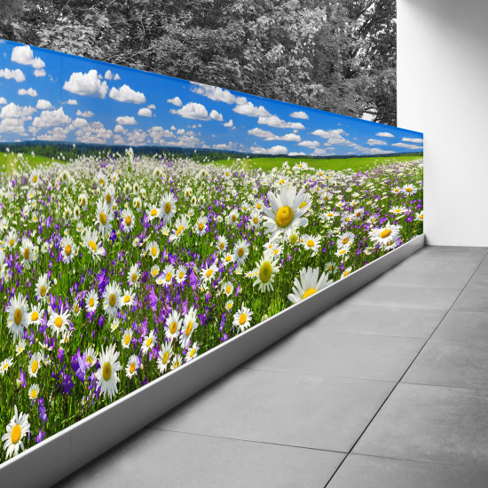 Frangivista per balcone - 100x400 cm - Campo di fiori