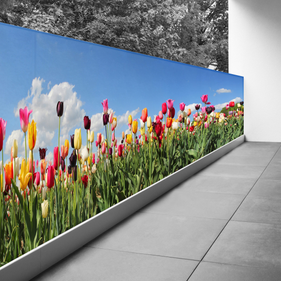 Frangivista per balcone - 110x357 cm - Tulipani