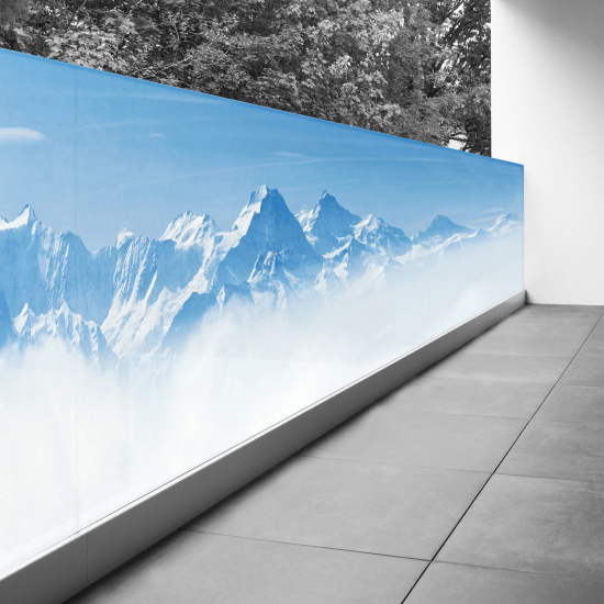 Frangivista per balcone - 110x440 cm - Montagne innevate