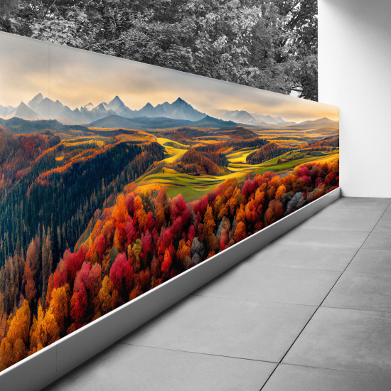 Frangivista per balcone - 130x358 cm - Paesaggio montagne