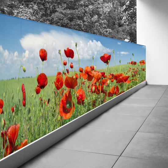 Frangivista per balcone - 130x358 cm - Papaveri