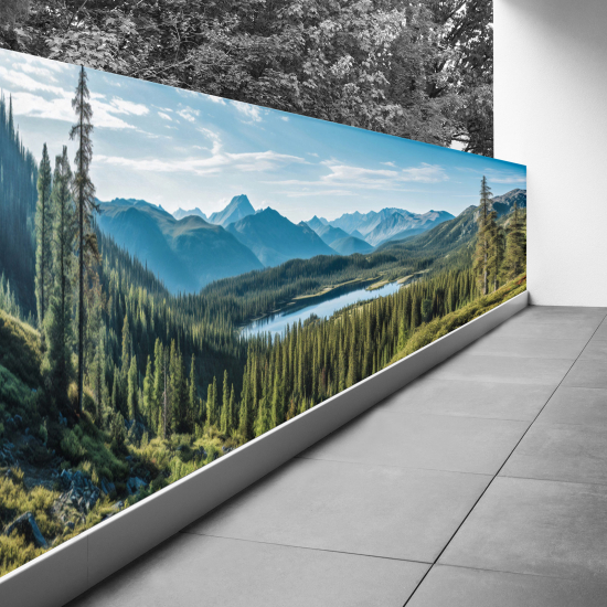 Frangivista per balcone - 130x390 cm - Vista lago e montagne