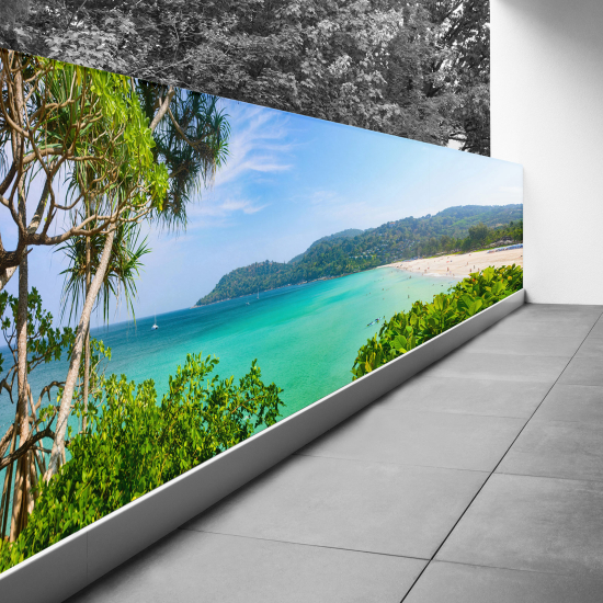 Frangivista per balcone - 130x390 cm - Vista sulla spiaggia