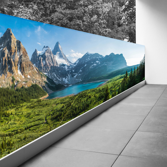 Frangivista per balcone - 130x455 cm - Vista sul lago e montagne