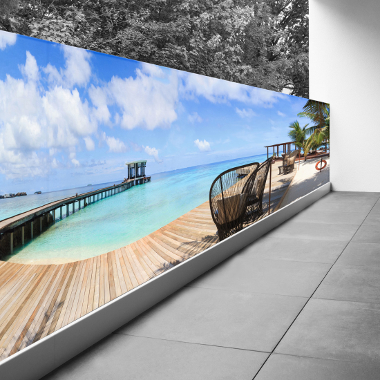 Frangivista per balcone - 130x520 cm - Pontile mare paradisiaco